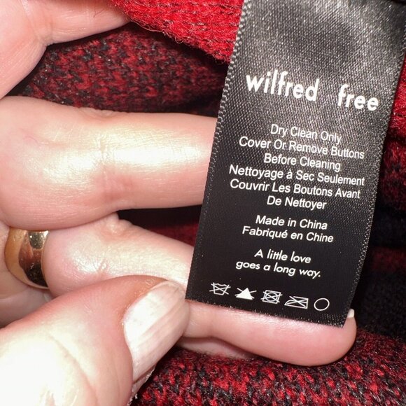 Wilfred Free Red & Black Buffalo Plaid Wool-Blend Open Blazer Coat Pockets size - Picture 5 of 6